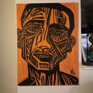 Abstract Orange and Black Portrait Art